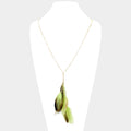 Layered Feather Pendant Long Necklace