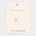 White Gold Dipped CZ 'Love Me' Heart Pendant Necklace