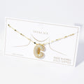 -C- Gold Dipped CZ Stone Paved Initial Monogram Pendant Necklace