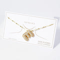 -E- Gold Dipped CZ Stone Paved Initial Monogram Pendant Necklace