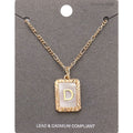 -D- Initial Monogram Genuine Shell Rectangle Pendant Necklace