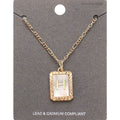 -H- Initial Monogram Genuine Shell Rectangle Pendant Necklace
