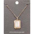 -P- Initial Monogram Genuine Shell Rectangle Pendant Necklace