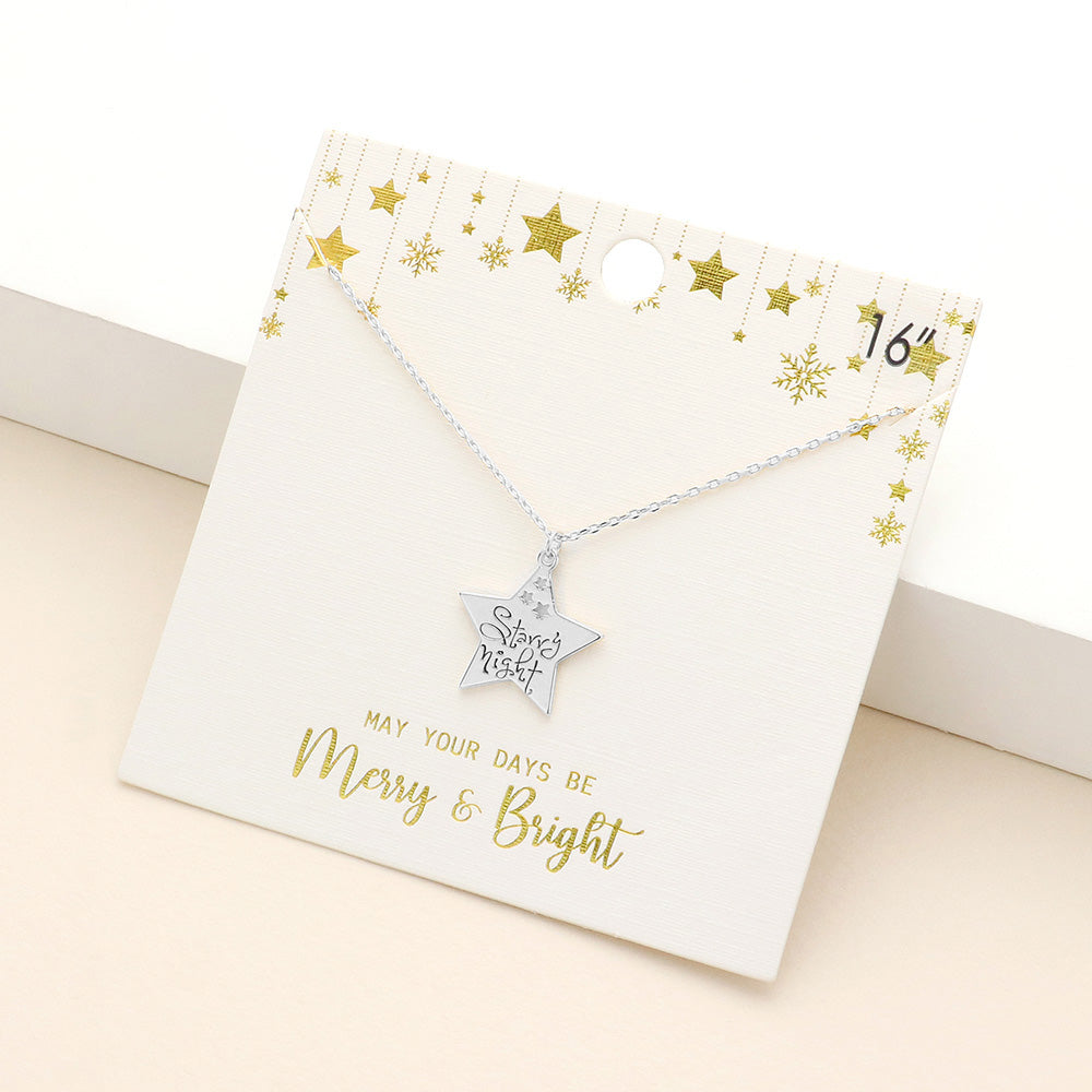 Starry Night Message Metal Star Pendant Necklace