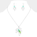 Bean Beads Accented Metal Wire Palm Tree Pendant Necklace