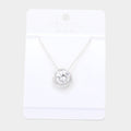 Round Stone Accented Pendant Necklace