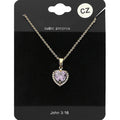 Women's CZ Heart Stone Pendant Necklace