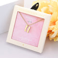 Secret Box -U- Initial Monogram Metal Pendant Necklace