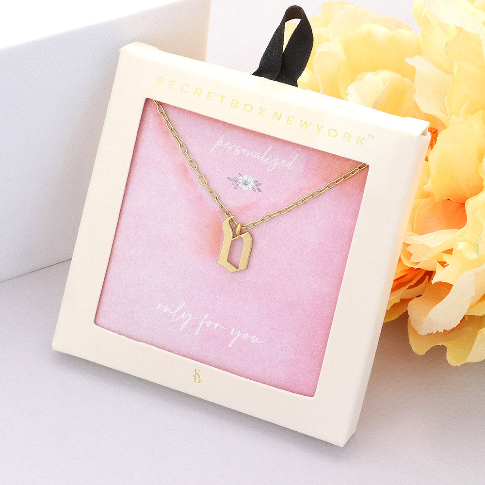 Secret Box -V- Initial Monogram Metal Pendant Necklace