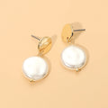 Organic Pearl Disc Drop Dangle Earrings