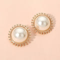 Beaded Frame Classic Pearl Stud Earrings