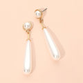 Long Teardrop Pearl Drop Earrings