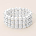 Wide Pearl Beaded Strand Stretch Bracelet
