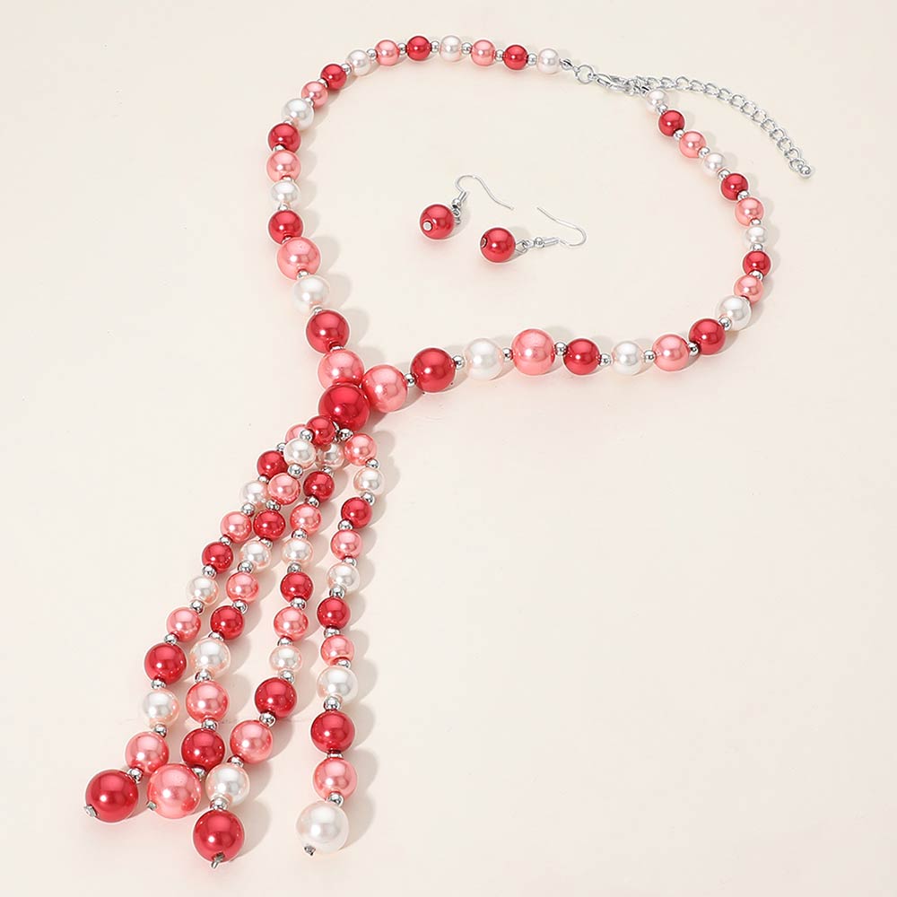 Pearl Cluster Tassel Statement Necklace