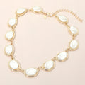 Oval Pearl Frame Link Statement Necklace
