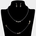 3PCS Crystal Detail Pearl Necklace Jewelry Set