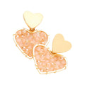 Faceted Bead Wrapped Heart Link Dangle Earrings