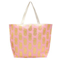 Metallic Pineapple Patterned Beach Tote Bag