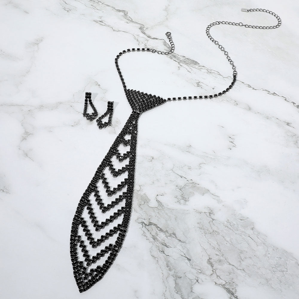 Rhinestone Pave Neck Tie Necklace