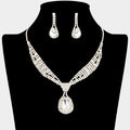 Rhinestone Pave Teardrop Collar Necklace