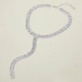 Silver Dipped Y Shaped Rhinestone Necklace