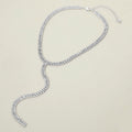 Silver Dipped Y Shaped Rhinestone Necklace