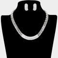 Crystal Rhinestone Metal Mesh Necklace