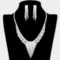 Rhinestone Pave Fringe Necklace