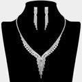 Rhinestone Paved Fringe Accent V Shaped Necklace