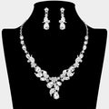 Teardrop Stone Cluster Leaf Embellished Necklace