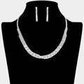 Baguette CZ Stone Pointed Rhinestone Paved Necklace
