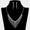 Cascading Fringe Rhinestone Necklace