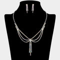 Layered Draped Rhinestone Tassel Necklace