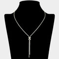 CZ Stone Paved X Charm Accent Y Shaped Necklace