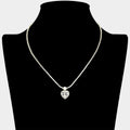 Heart CZ Stone Charm Drop Rhinestone Necklace