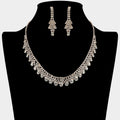 Round Stone Tip Rhinestone Paved Collar Necklace