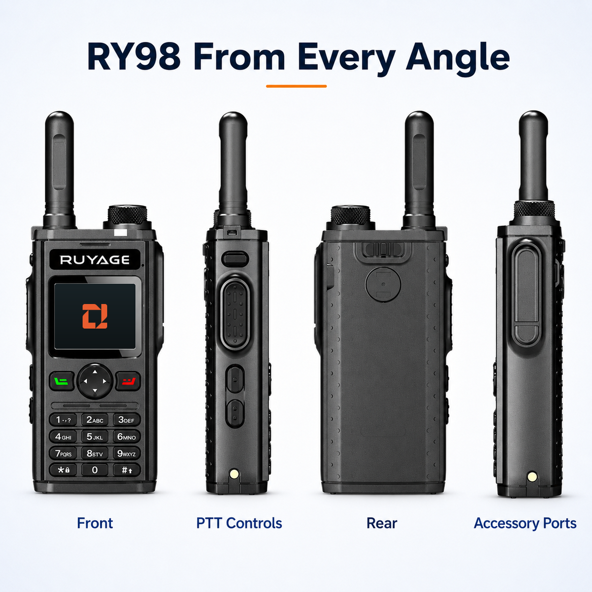 RUYAGE RY98 Zello-Compatible 4G LTE Walkie Talkie Phone with Keypad