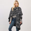 Geometric Print Poncho Wrap