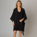 Fringe Open Knit Crochet Draped Shawl Wrap Ruana Poncho