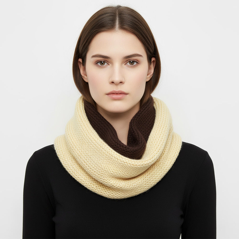 Two Tone Chunky Knit Infinity Scarf