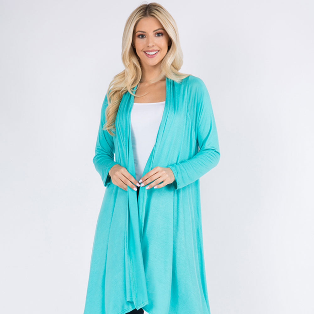 Asymmetrical Open Front Solid Cardigan