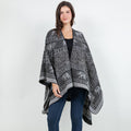 Open Front Elephant Pattern Print Shawl Wrap Poncho with Loop