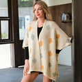 Cozy Relaxed Fit Open Front Floral Pattern Poncho