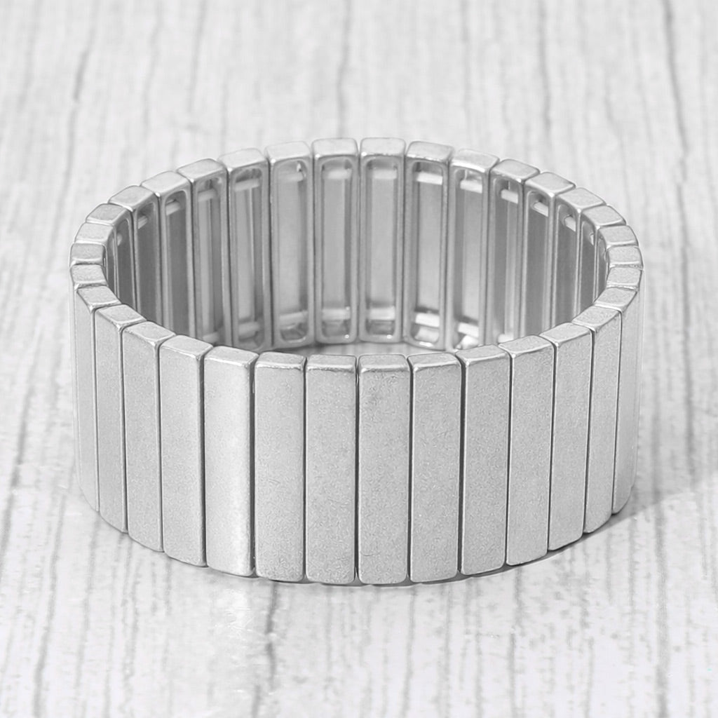 Rectangle Bar Metal Stretch Bracelet