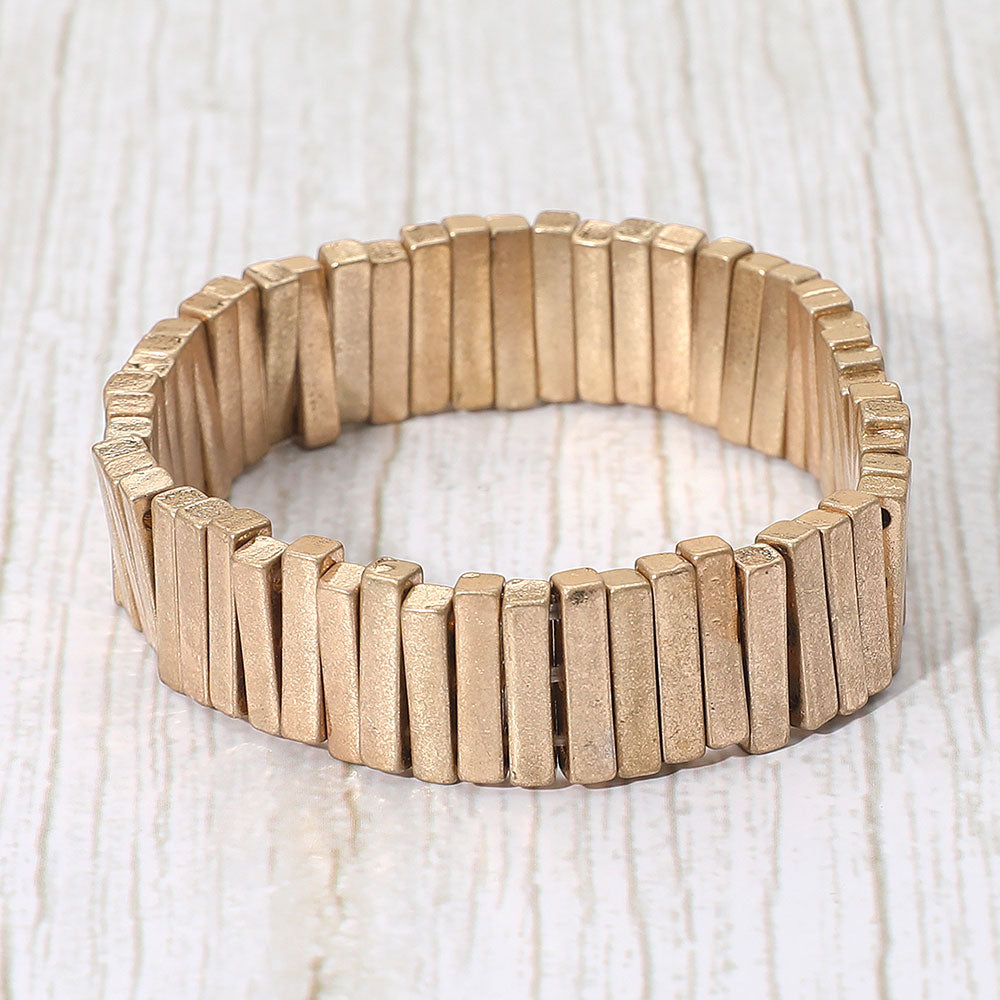 Rectangle Bar Metal Stretch Bracelet