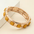 Square Bead Embellished Hammered Metal Stretch Bracelet