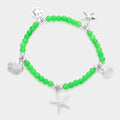 Starfish Shell Sand Dollar Charms Beaded Stretch Bracelet