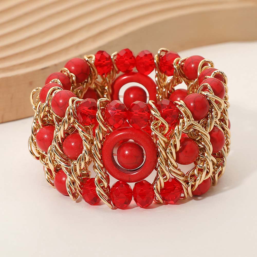 Bold Multi Strand Beaded Stretch Bracelet