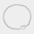 Leaf Accented Metal Ball Stretch Bracelet