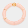 Round Bead Accented Resin Stretch Bracelet